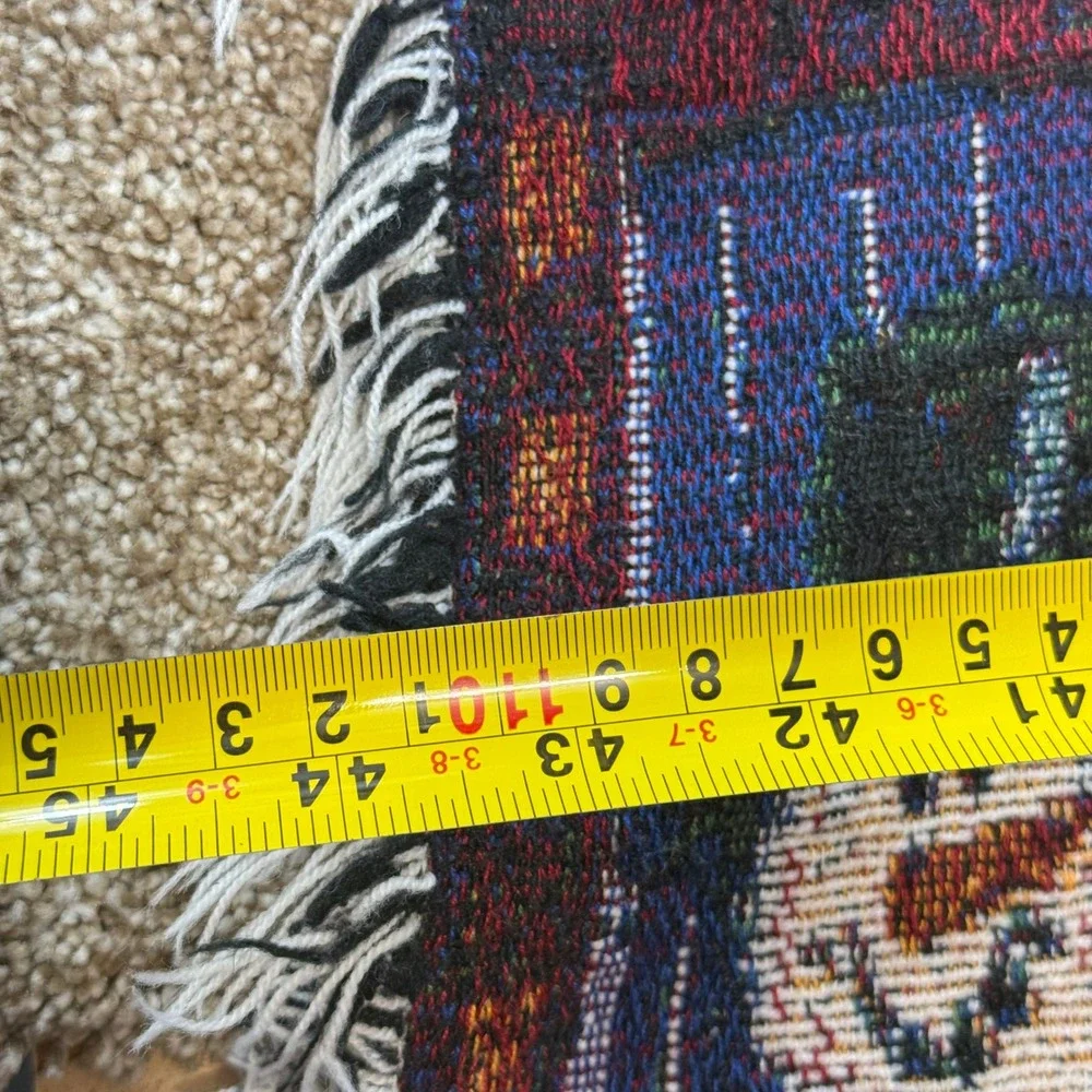 Love Never Melts Snowman Woven Tapestry Throw Blanket Fringe Winter 60x44 VTG